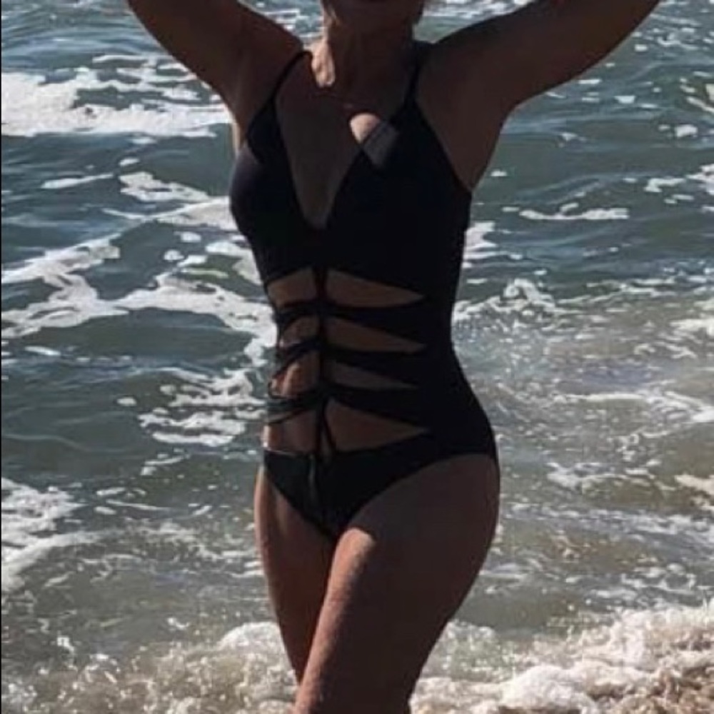 Black one piece bathing suit
